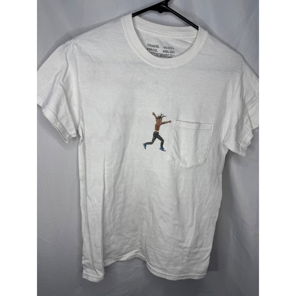 Travis Scott Virgil Abloh Astroworld By A Thread Pocket T-Shirt White Mens Small